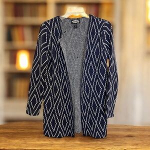Anthropologie Oliver O By Escio Open Cardigan Blue‎ Diamond